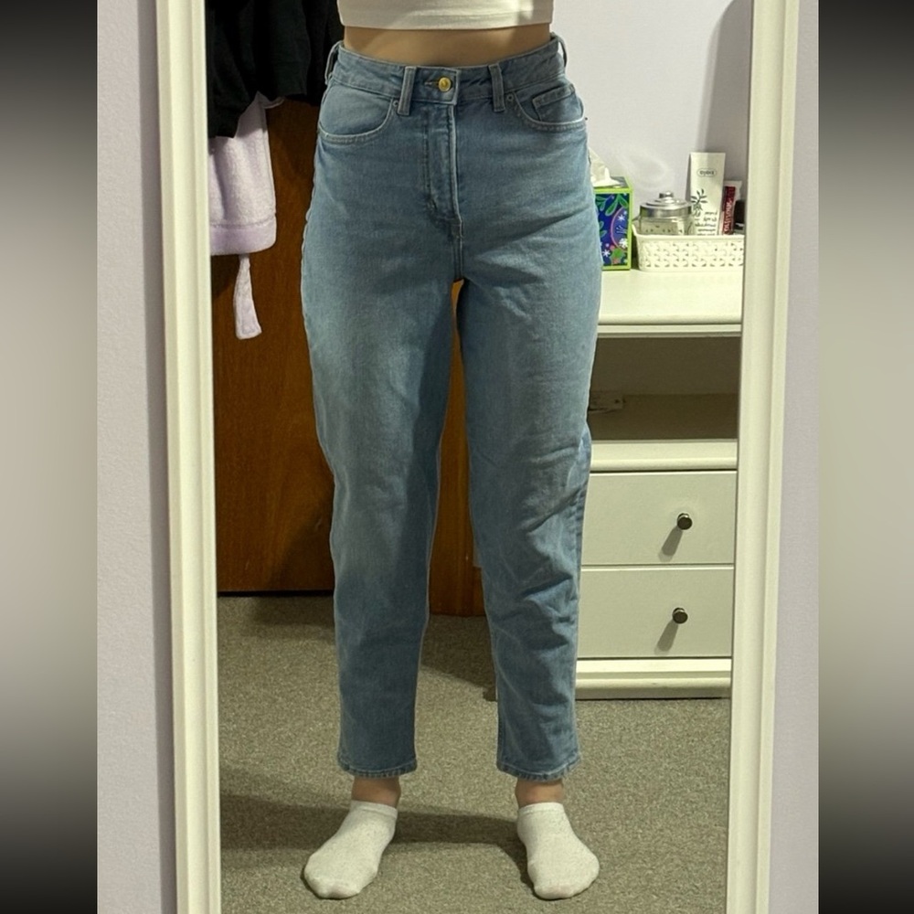 H&M High-Rise Medium Wash Mom Jeans